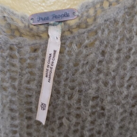 Free People Lightweight Sheer Loose Knit Mohair Blend Sweater XS Boho Y2K Beige - Picture 3 of 5